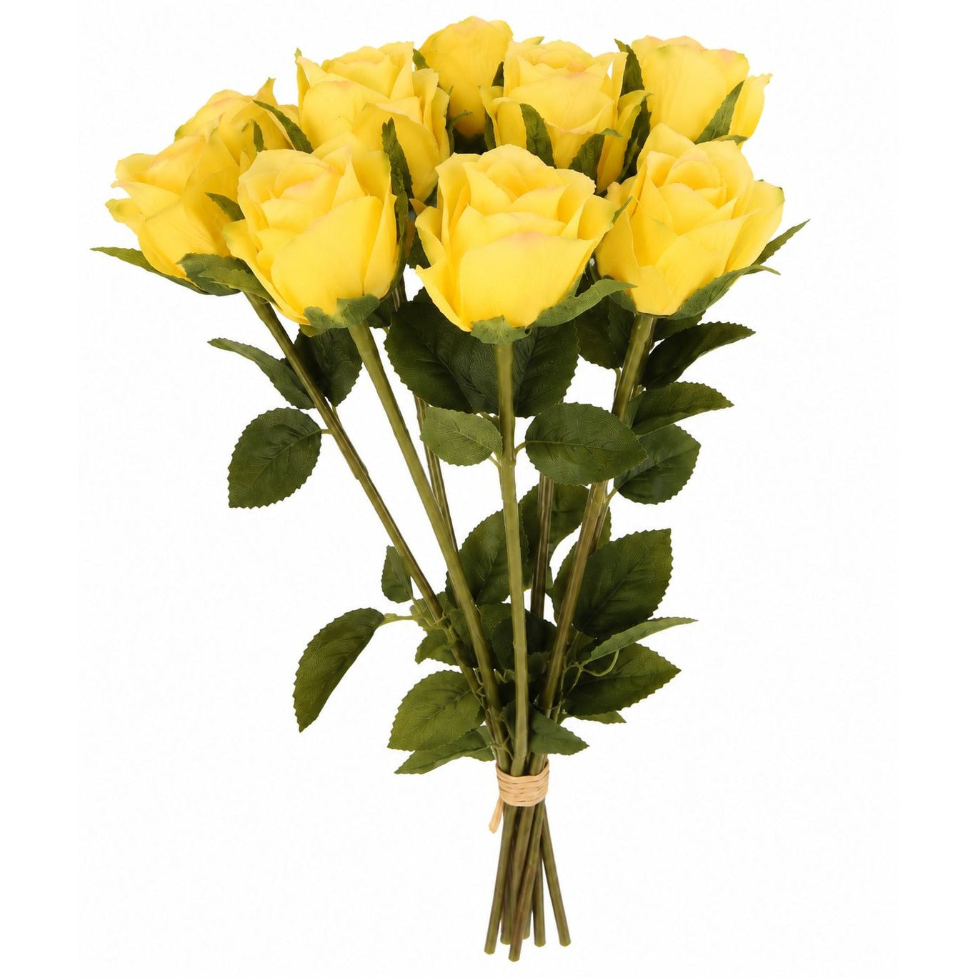 Yellow Artificial Roses 12 Stems Faux Silk Rose Bouquet Small Roses Wedding Flowers Floral Supplies