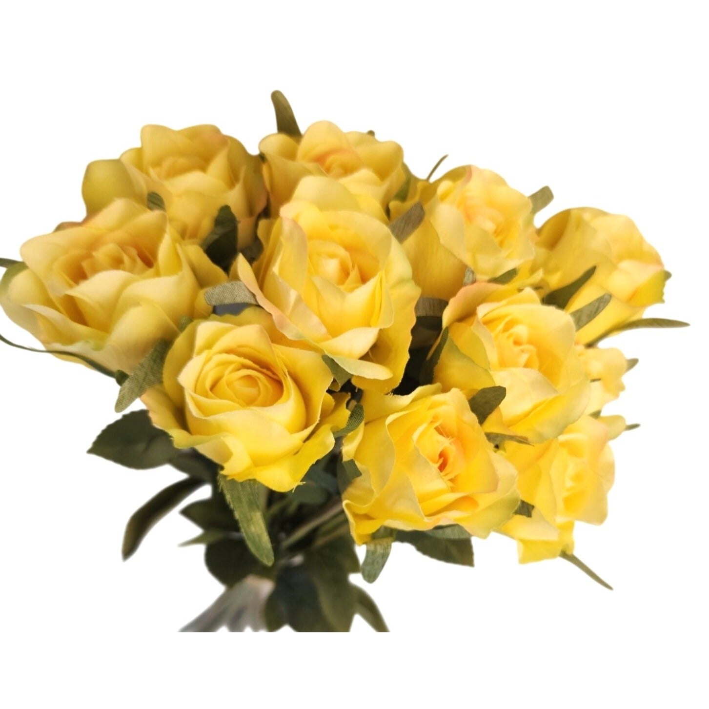 Yellow Artificial Roses 12 Stems Faux Silk Rose Bouquet Small Roses Wedding Flowers Floral Supplies