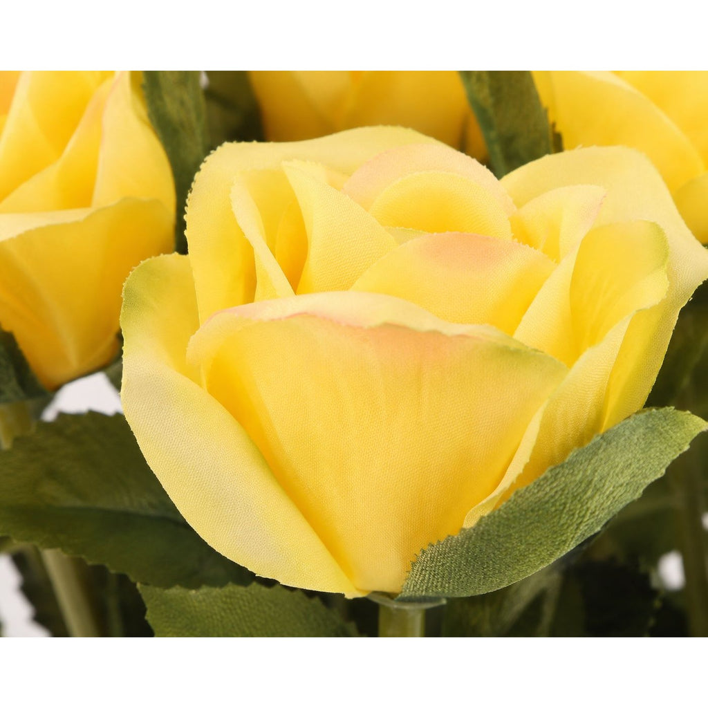 Yellow Artificial Roses 12 Stems Faux Silk Rose Bouquet Small Roses Wedding Flowers Floral Supplies