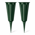 Green Cemetery Vase With Spike Set Of 2 | Grave Flower Holder | Memorial Vase Ground Spike