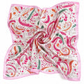 35x35 Satin Paisley Scarf Pink Hot Pink Teal Floral Square Hair Scarf Head Scarf