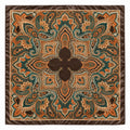 Teal Brown Paisley Wild Rag Scarf 35x35 Satin Western Cowgirl Burnt Orange