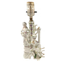 Wales Pottery Japan Figural Boudoir Lamp Victorian Style Lady Gentleman Porcelain 11.5 Inch