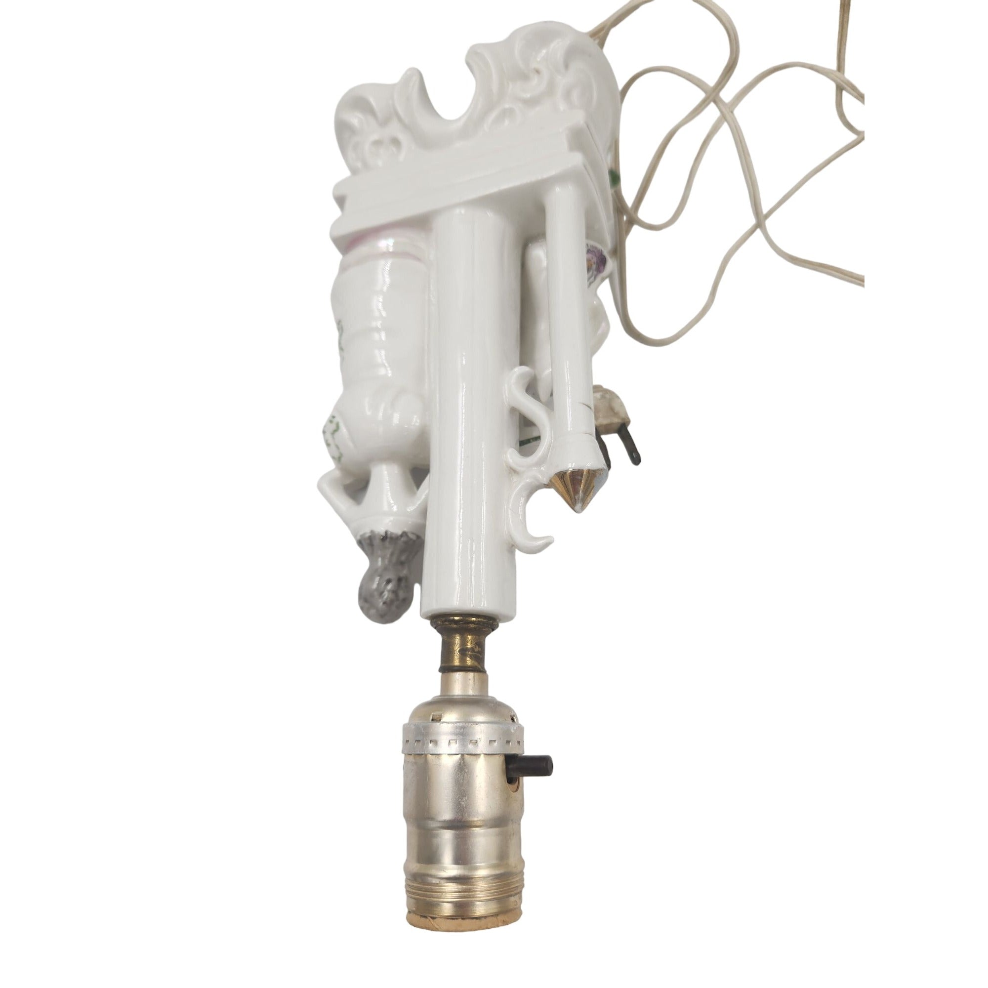 Wales Pottery Japan Figural Boudoir Lamp Victorian Style Lady Gentleman Porcelain 11.5 Inch