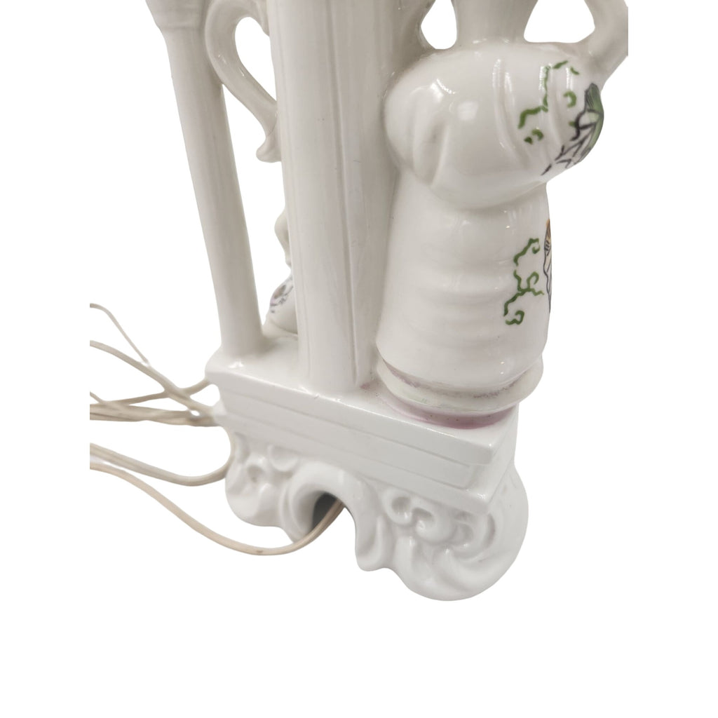 Wales Pottery Japan Figural Boudoir Lamp Victorian Style Lady Gentleman Porcelain 11.5 Inch