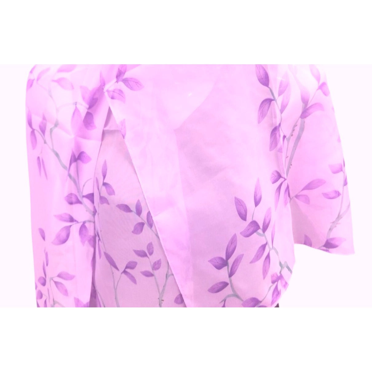 Lavender Chiffon Scarf Purple Leaf Wrap Sheer Floral Shawl Lightweight Vintage Style Spring Summer Accessory