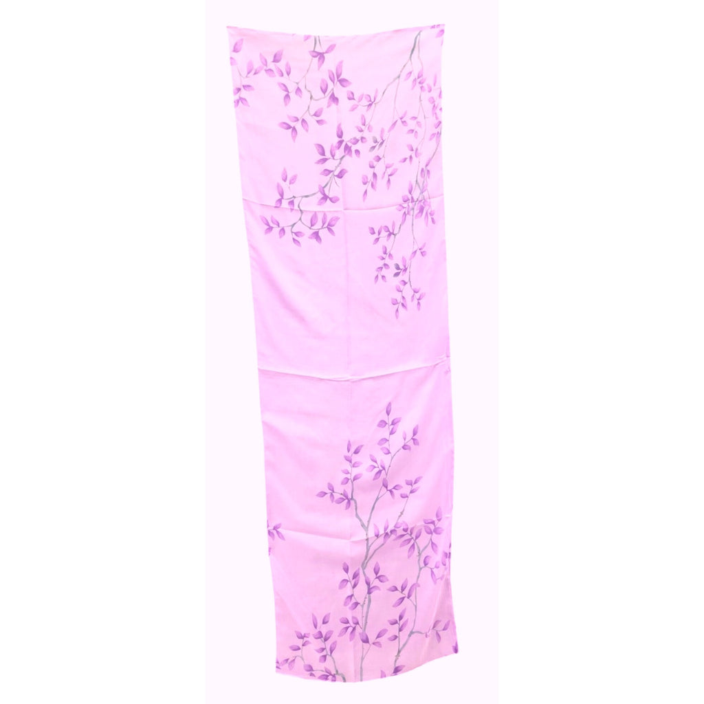 Lavender Chiffon Scarf Purple Leaf Wrap Sheer Floral Shawl Lightweight Vintage Style Spring Summer Accessory