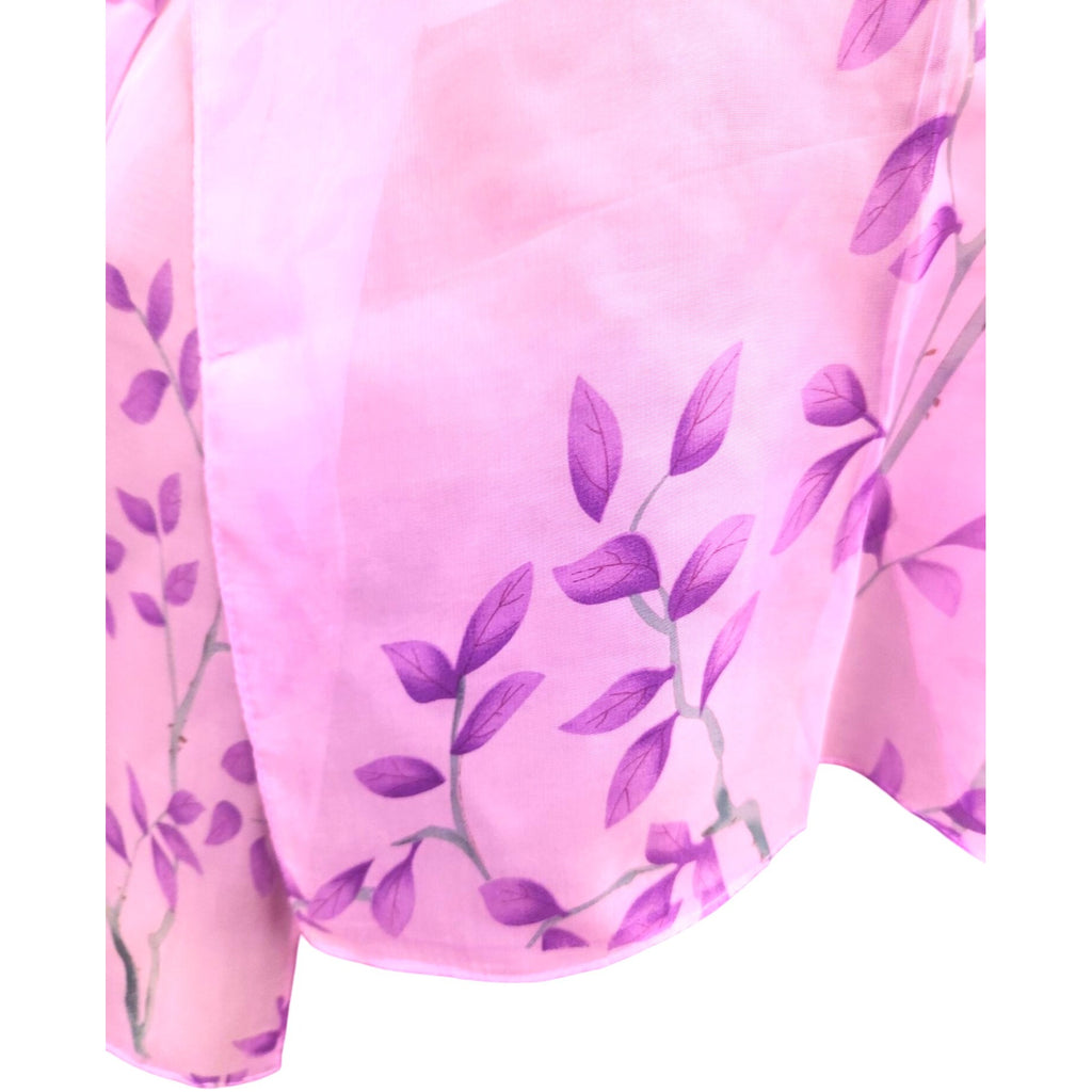Lavender Chiffon Scarf Purple Leaf Wrap Sheer Floral Shawl Lightweight Vintage Style Spring Summer Accessory