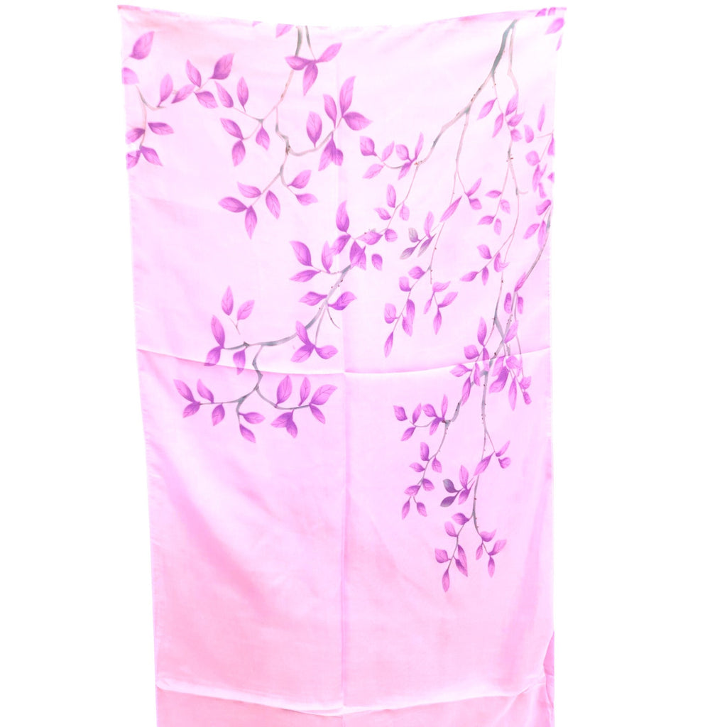 Lavender Chiffon Scarf Purple Leaf Wrap Sheer Floral Shawl Lightweight Vintage Style Spring Summer Accessory