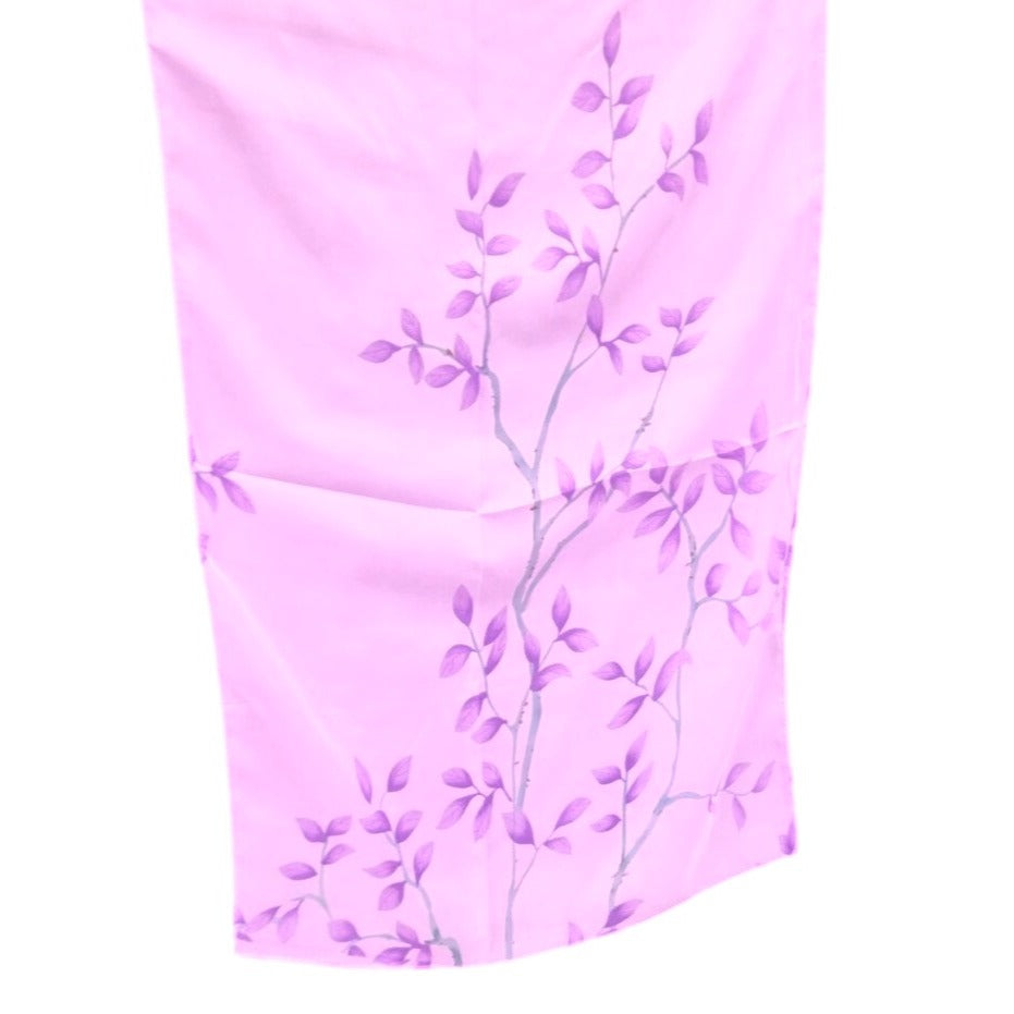 Lavender Chiffon Scarf Purple Leaf Wrap Sheer Floral Shawl Lightweight Vintage Style Spring Summer Accessory