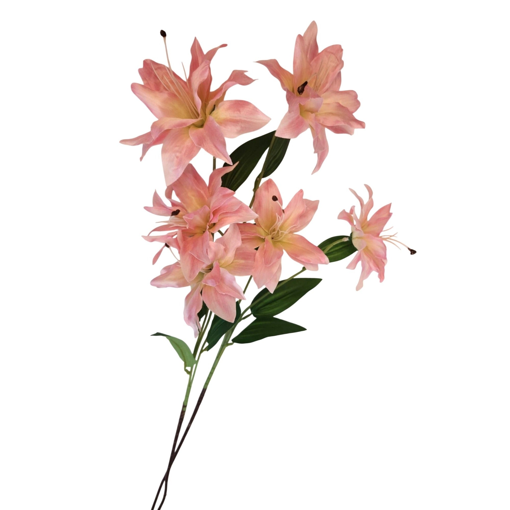 Luxury Artificial Blush Pink Lily Stem 34 Inch | Faux Lily Floral Decor | Romantic Botanical Home Accent | Modern Cottagecore Style
