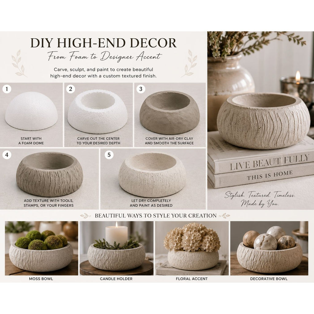 White Styrofoam Foam Domes Set of 2 Floral Half Balls 7.75 Inch Craft Foam Centerpiece Base DIY Wedding Supplies