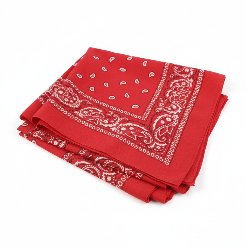 Red bandanas with traditional paisley pattern