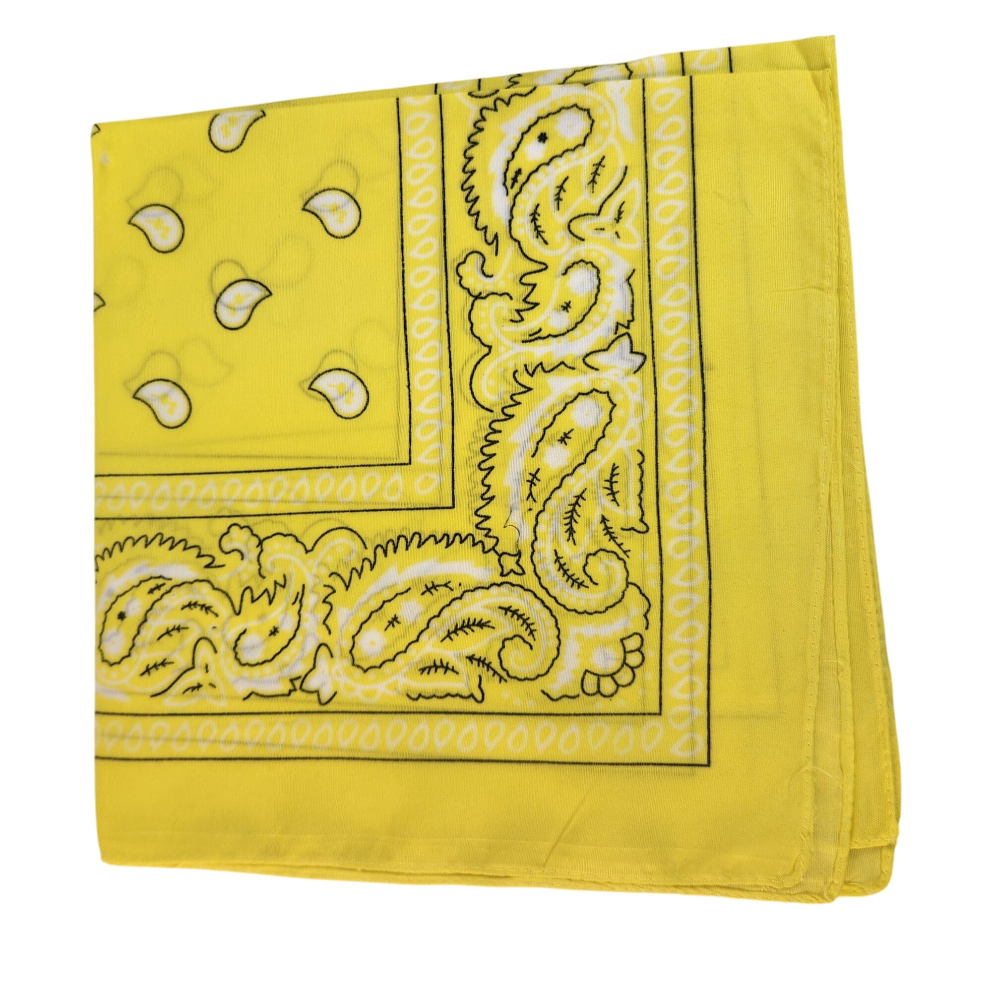 Bandanas 21x21" Western Cowboy Cowgirl - Yellow Green Paisley Square Scarves 2 Pack