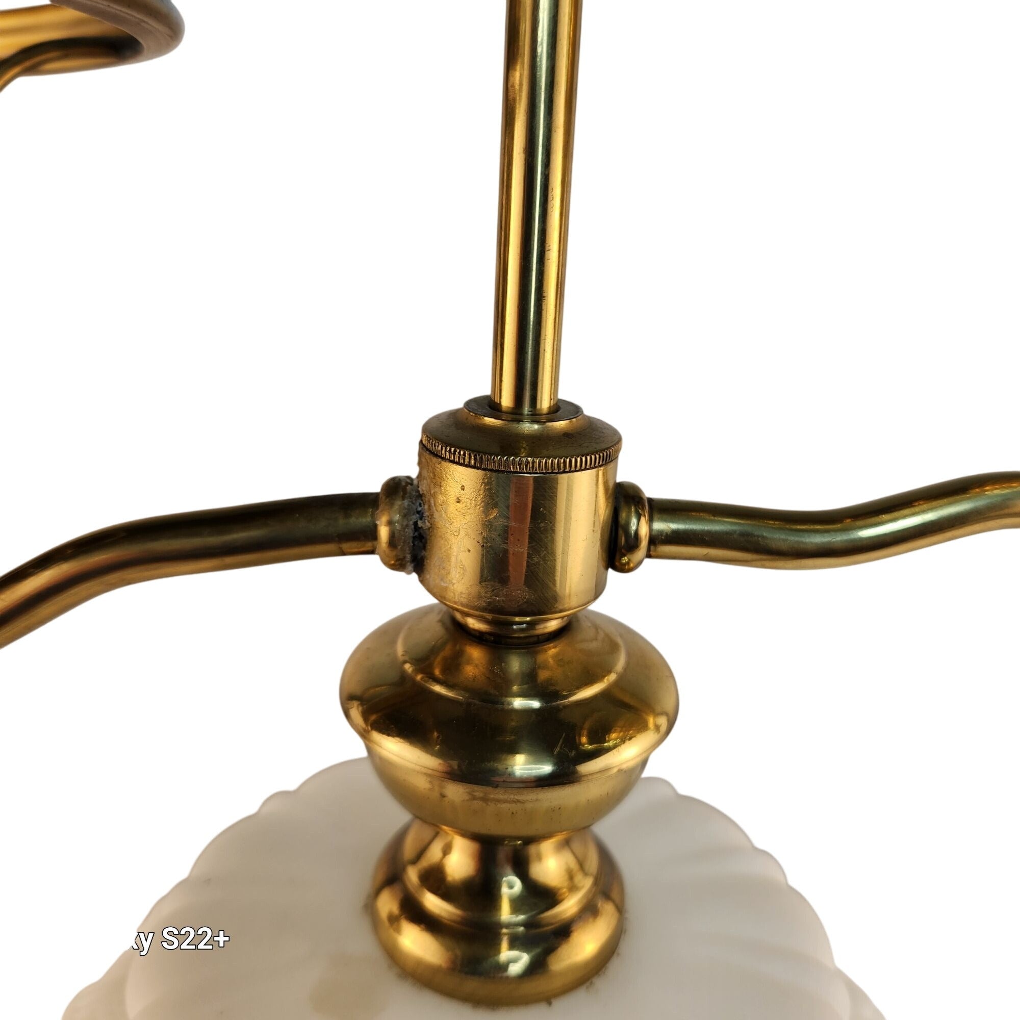 Vintage Victorian Student Lamp Brass Milk Glass Dual Light Desk Lamp Oil Electric Style 24in