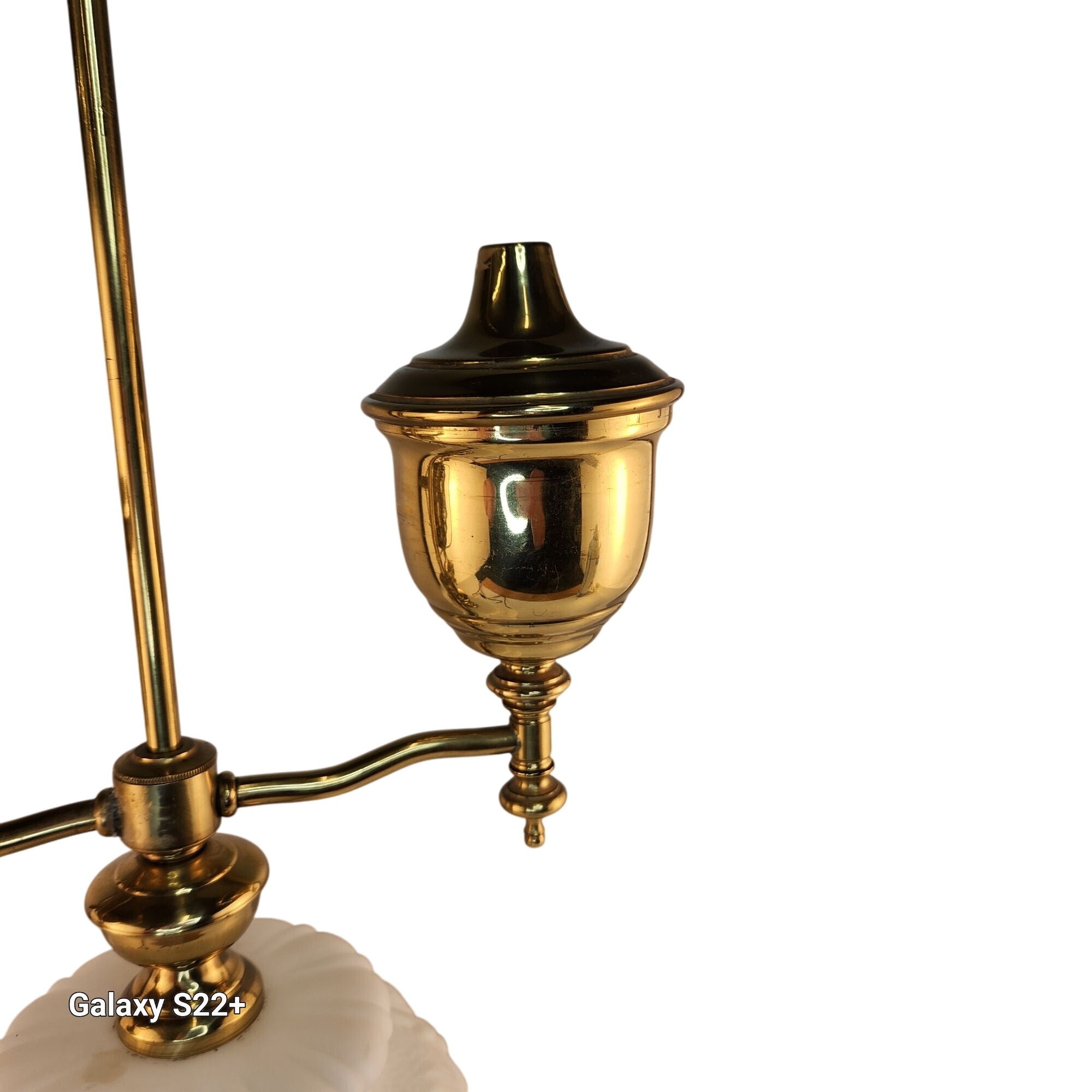 Vintage Victorian Student Lamp Brass Milk Glass Dual Light Desk Lamp Oil Electric Style 24in