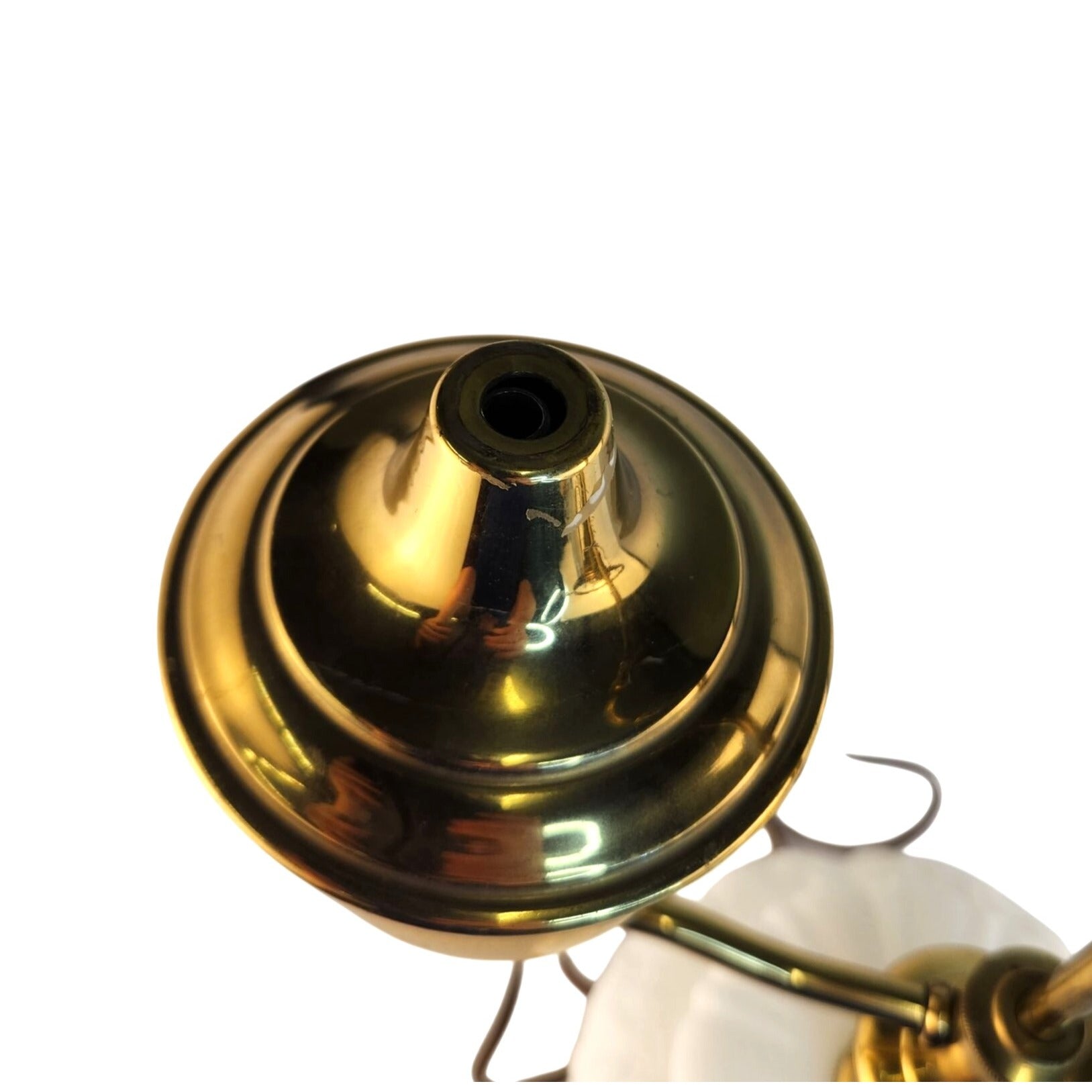 Vintage Victorian Student Lamp Brass Milk Glass Dual Light Desk Lamp Oil Electric Style 24in