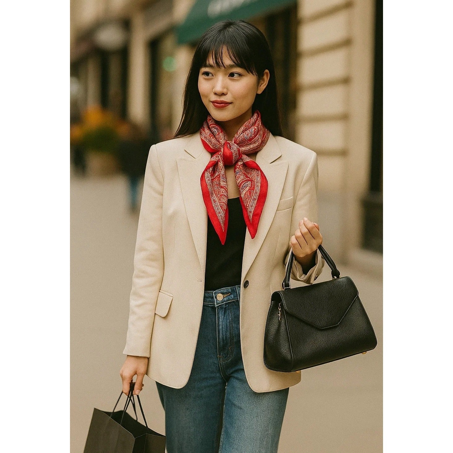 Red Paisley Wild Rag Scarf Satin 34 Inch Western Scarf Cowgirl Bandana Large Square Scarf