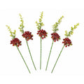 Artificial Burgundy Berry Picks with Eucalyptus, Set of 5, 14 Inch Wired Stems for Wreaths and Centerpieces