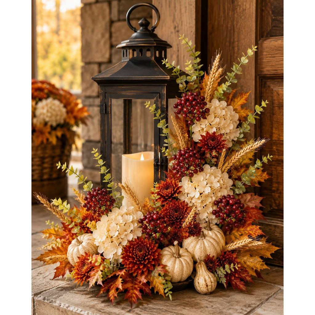 Artificial Burgundy Berry Picks with Eucalyptus, Set of 5, 14 Inch Wired Stems for Wreaths and Centerpieces