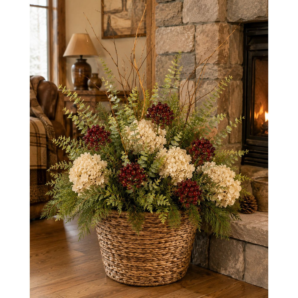 Artificial Burgundy Berry Picks with Eucalyptus, Set of 5, 14 Inch Wired Stems for Wreaths and Centerpieces