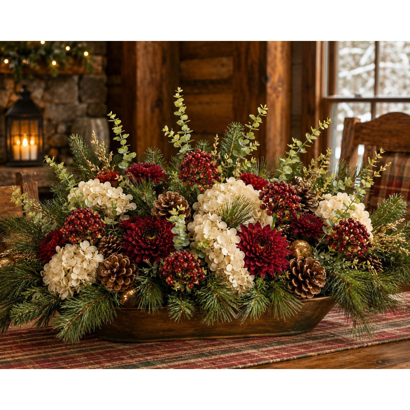 Artificial Burgundy Berry Picks with Eucalyptus, Set of 5, 14 Inch Wired Stems for Wreaths and Centerpieces