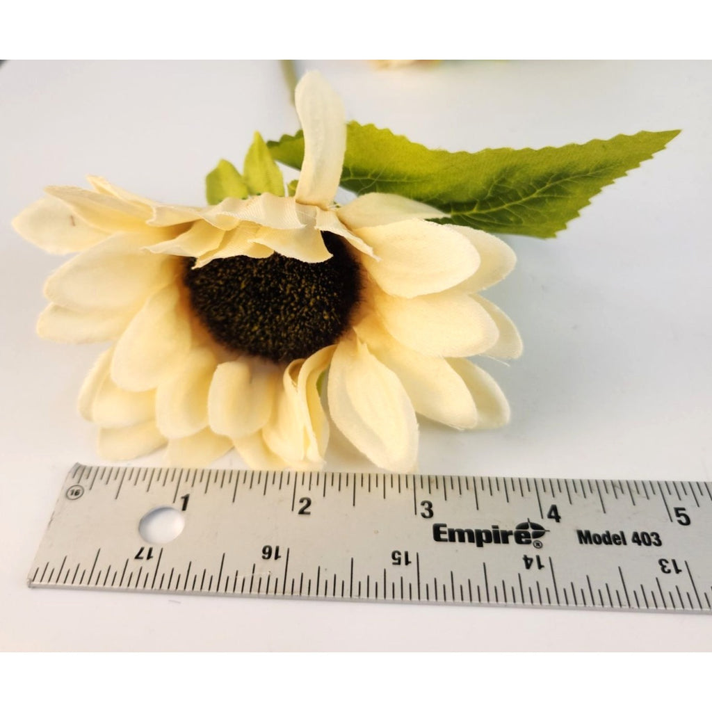 Cream Faux Silk Sunflower Stems 15 Inch 3 Stem Bunch Neutral Artificial Flowers Decor