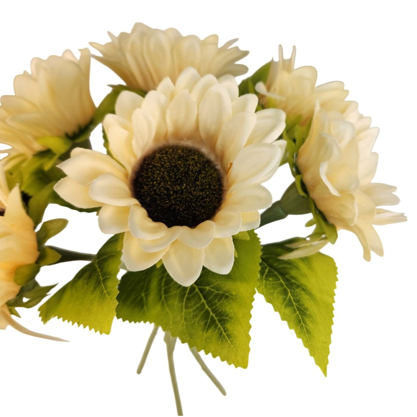 Cream Faux Silk Sunflower Stems 15 Inch 3 Stem Bunch Neutral Artificial Flowers Decor