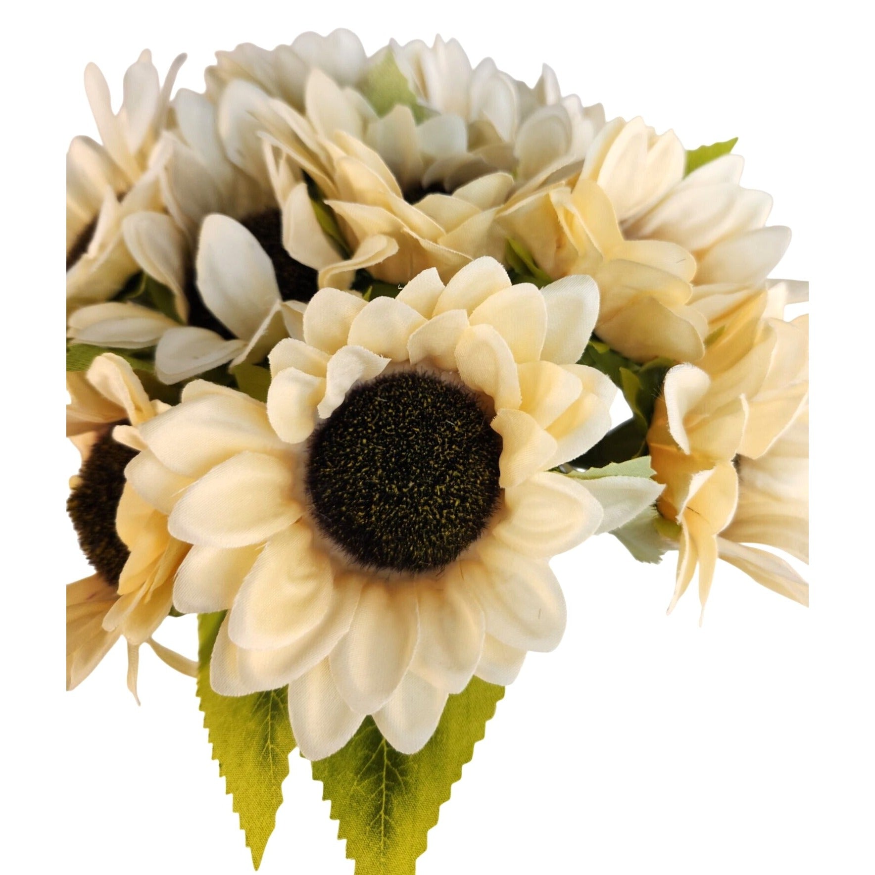 Cream Faux Silk Sunflower Stems 15 Inch 3 Stem Bunch Neutral Artificial Flowers Decor