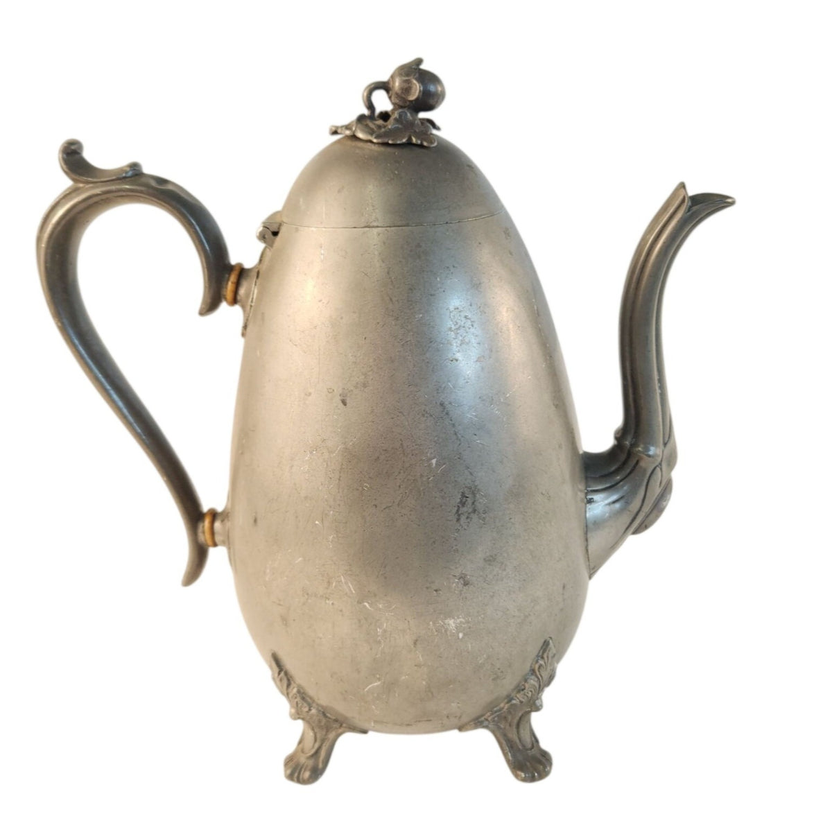 Antique M. Hunter & Son Britannia Metal Coffee Pot, Sheffield, 10-Inch
