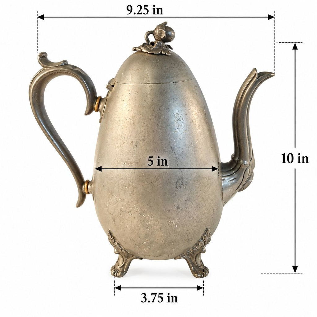 Antique M. Hunter & Son Britannia Metal Coffee Pot, Sheffield, 10-Inch