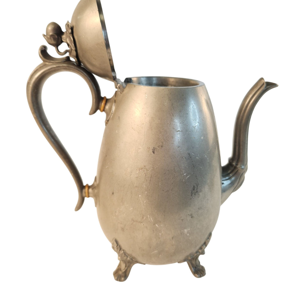 Antique M. Hunter & Son Britannia Metal Coffee Pot, Sheffield, 10-Inch