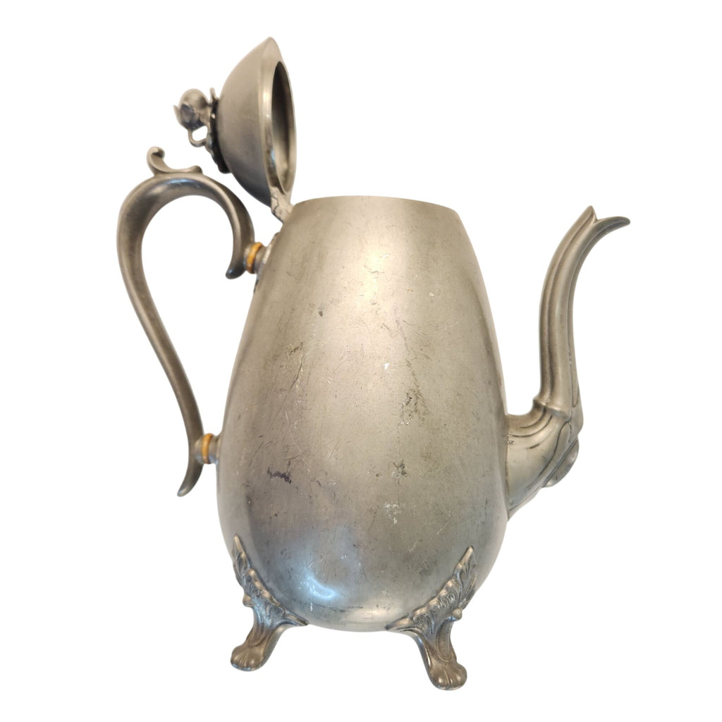 Antique M. Hunter & Son Britannia Metal Coffee Pot, Sheffield, 10-Inch