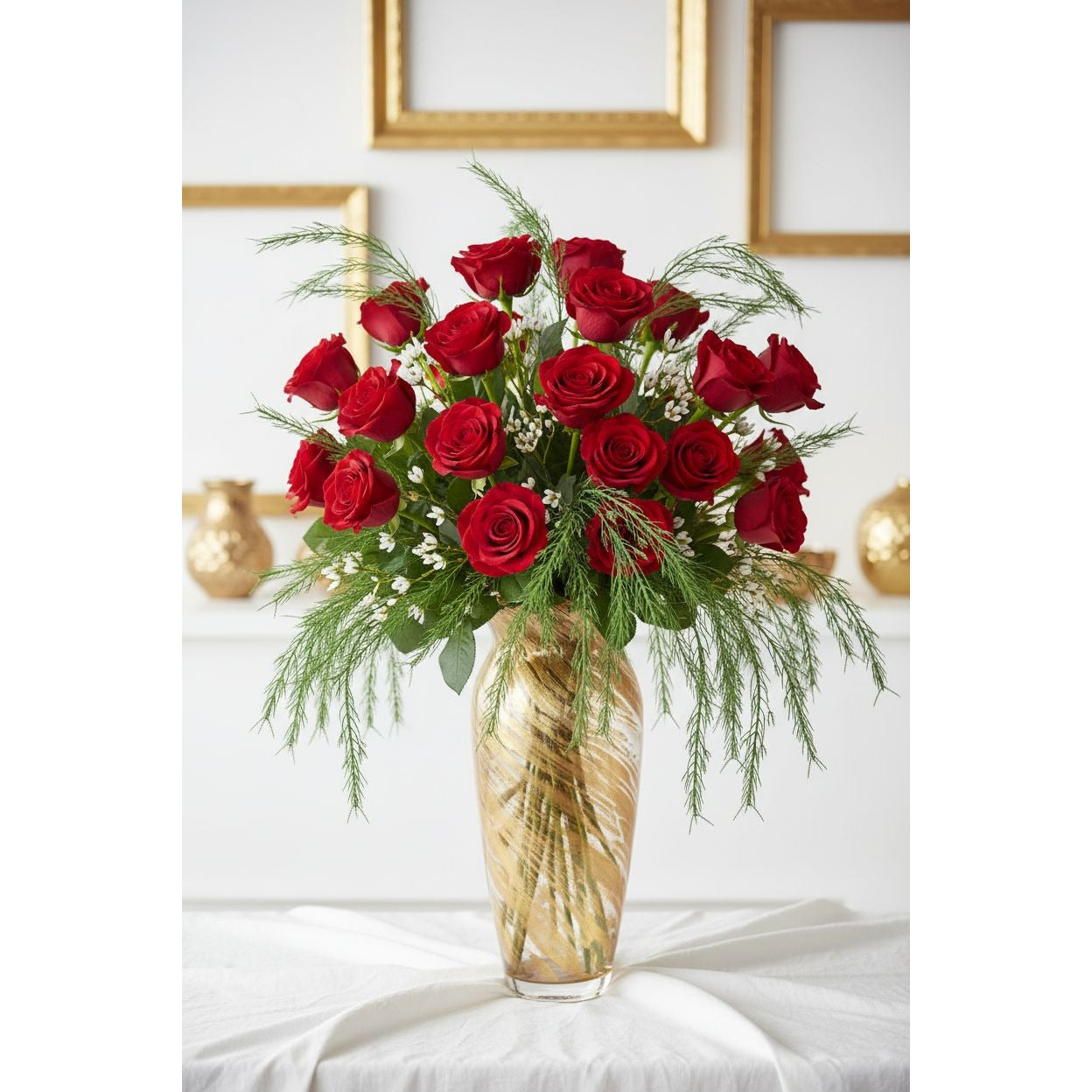 3 Artificial Asparagus Fern Stems 36 Inch, Faux Greenery for Roses, Weddings, and Floral Arrangements
