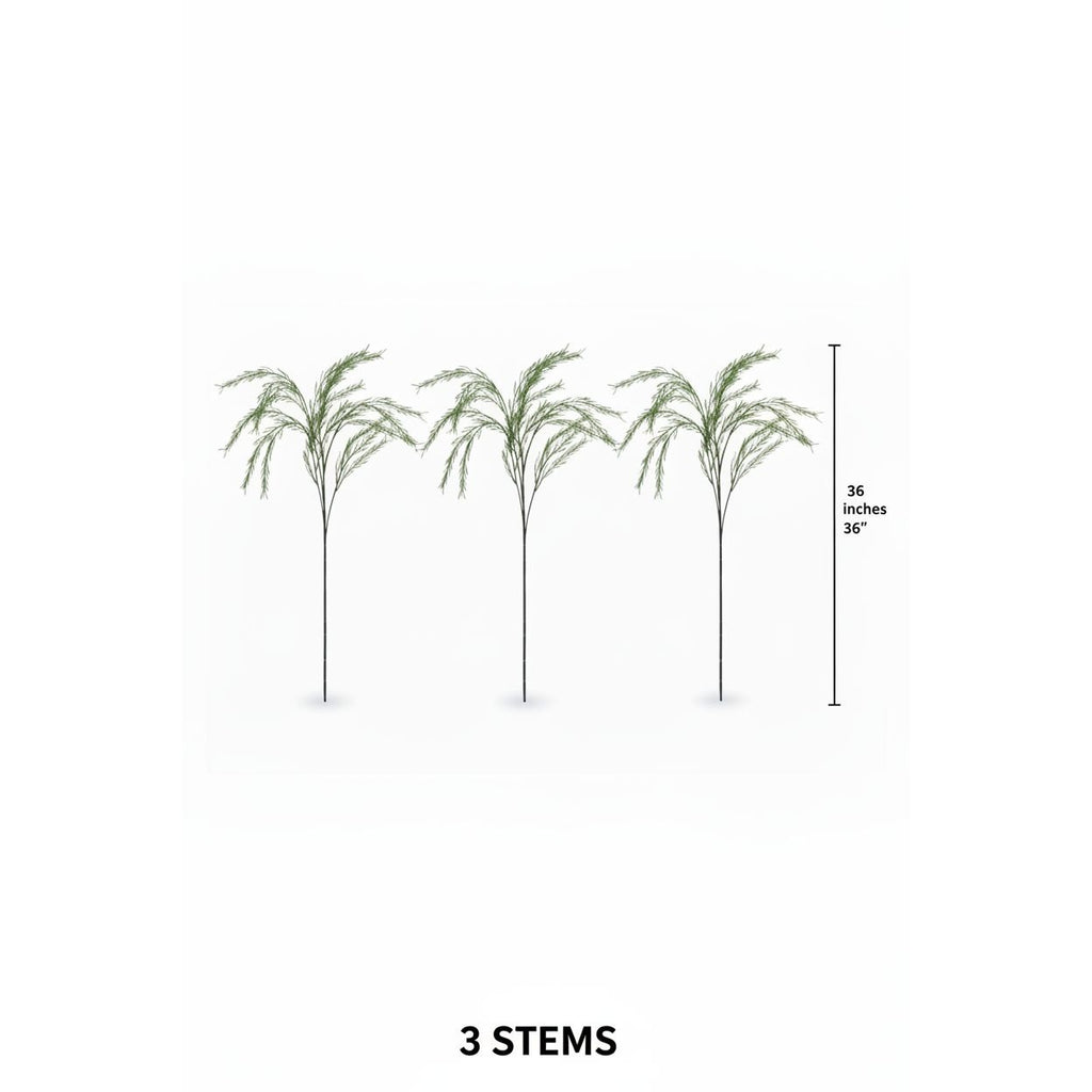 3 Artificial Asparagus Fern Stems 36 Inch, Faux Greenery for Roses, Weddings, and Floral Arrangements