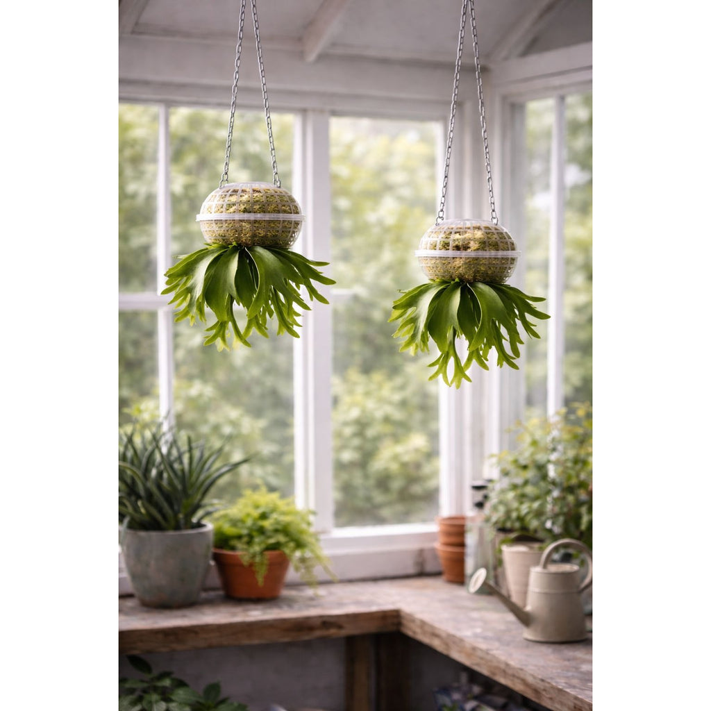Clear Plastic Sphere Plant Basket 4 Inch | Orchid Basket Planter | Hanging Epiphyte Pot | Ventilated Root Basket | Modern Plant Decor