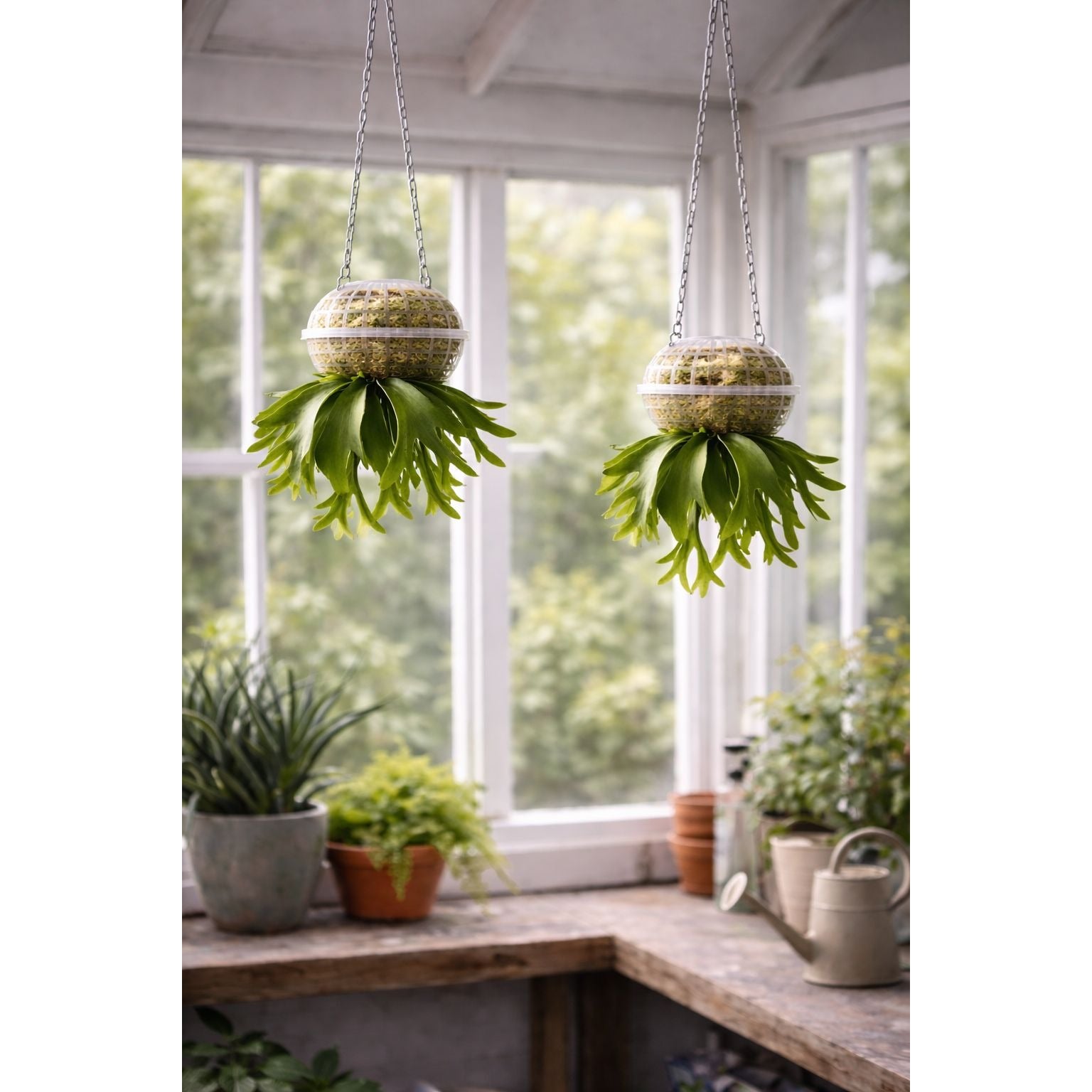 Clear Plastic Sphere Plant Basket 4 Inch | Orchid Basket Planter | Hanging Epiphyte Pot | Ventilated Root Basket | Modern Plant Decor