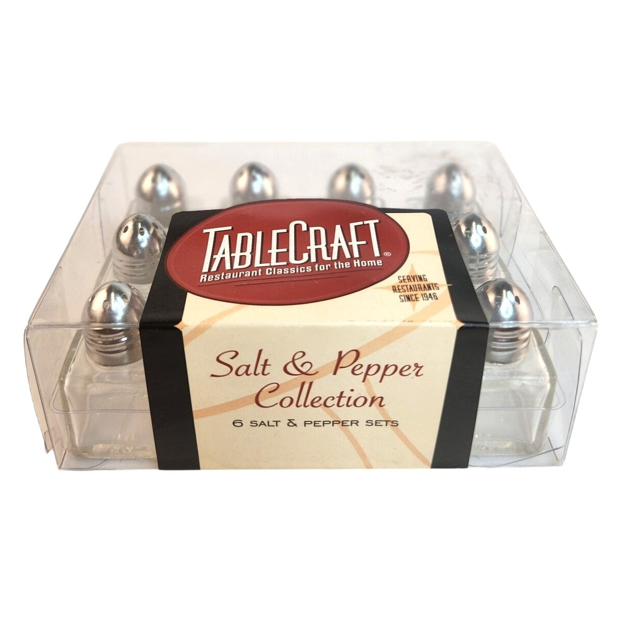 TableCraft Salt & Pepper Collection 12 Mini Shaker Sets Glass/Silver Finish Compact Design
