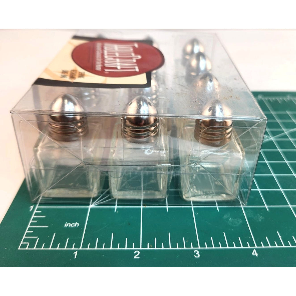 TableCraft Salt & Pepper Collection 12 Mini Shaker Sets Glass/Silver Finish Compact Design
