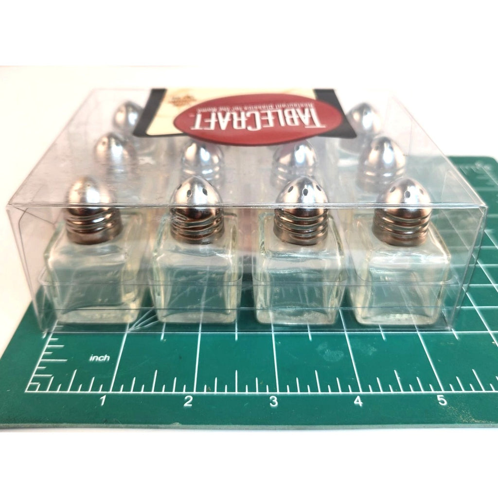 TableCraft Salt & Pepper Collection 12 Mini Shaker Sets Glass/Silver Finish Compact Design
