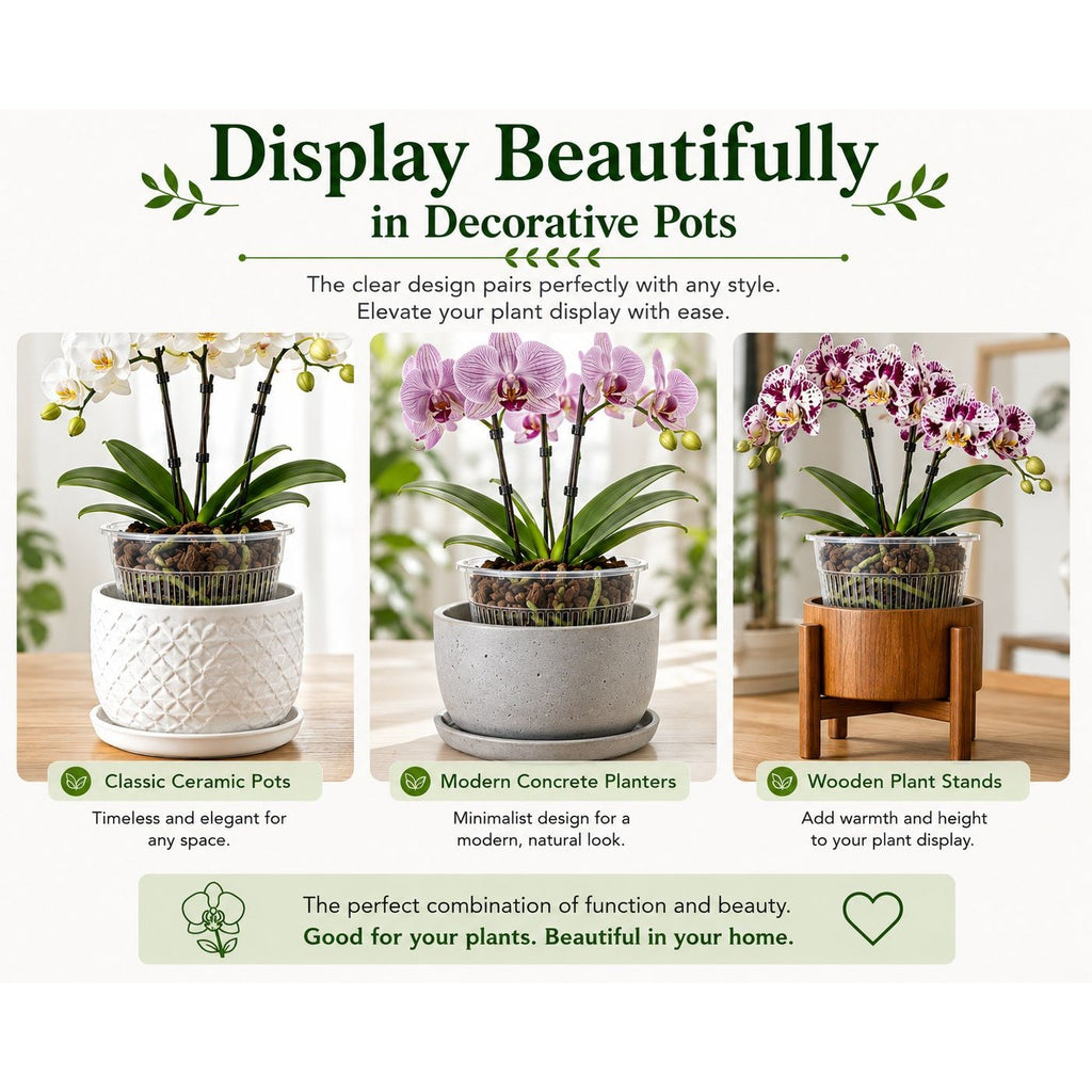 5.5 Inch Clear Orchid Pot with White Saucer, Slotted Orchid Planter, Transparent Nursery Pot, Indoor Plant Pot
