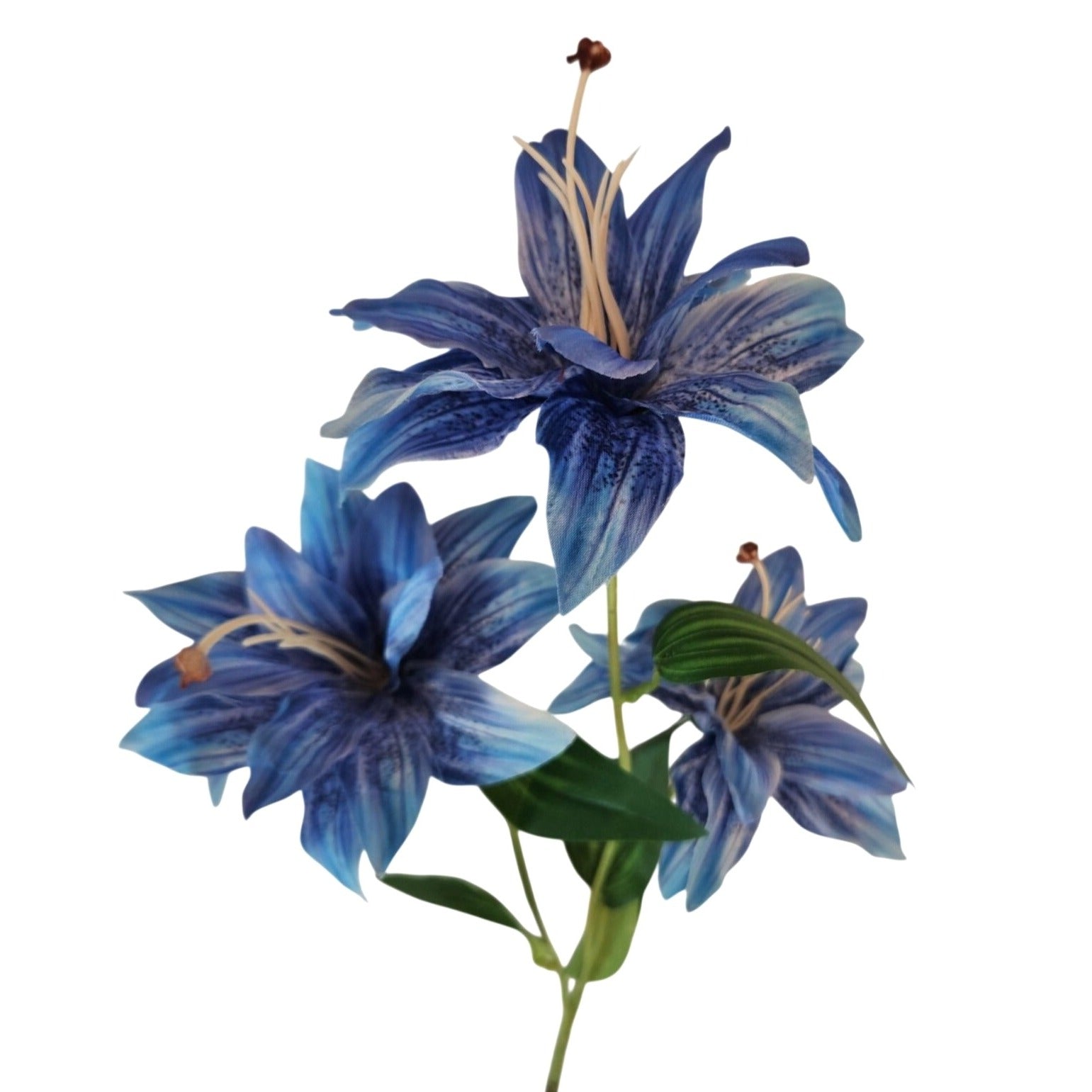 Luxury Artificial Tiger Lily Stem 34 Inch | Blue Faux Lily | Designer Artificial Silk Floral | Elegant Wedding Home Decor