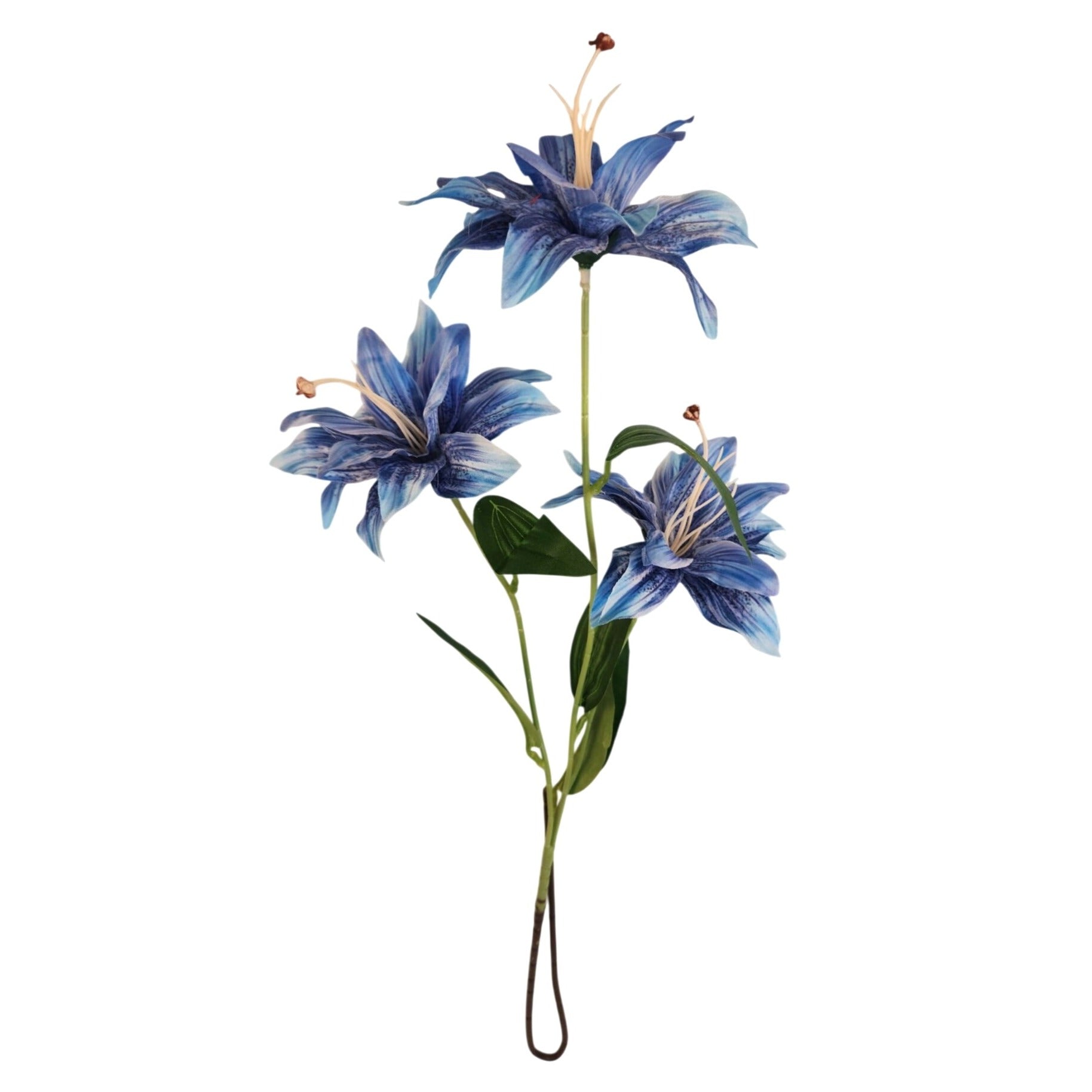 Luxury Artificial Tiger Lily Stem 34 Inch | Blue Faux Lily | Designer Artificial Silk Floral | Elegant Wedding Home Decor