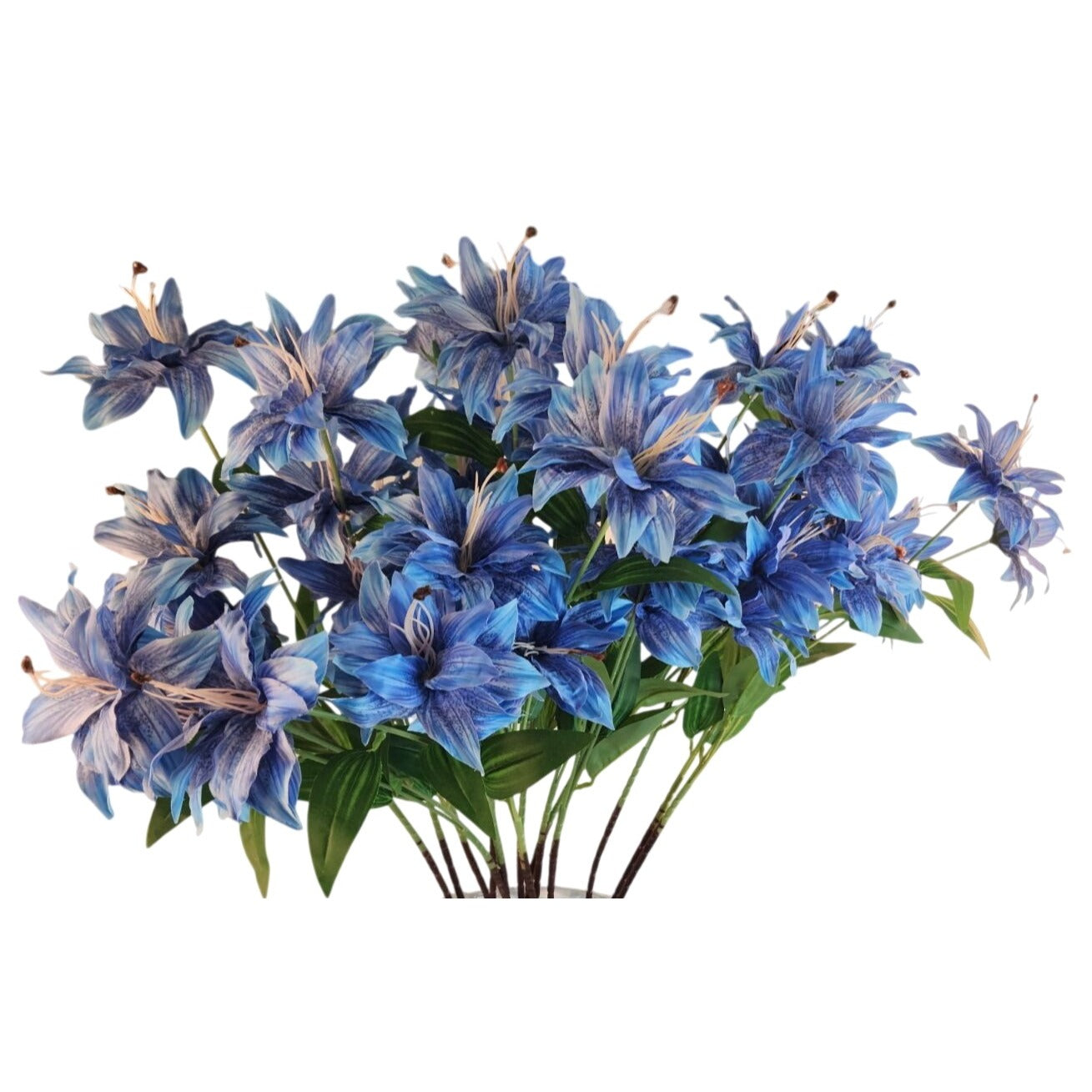 Luxury Artificial Tiger Lily Stem 34 Inch | Blue Faux Lily | Designer Artificial Silk Floral | Elegant Wedding Home Decor