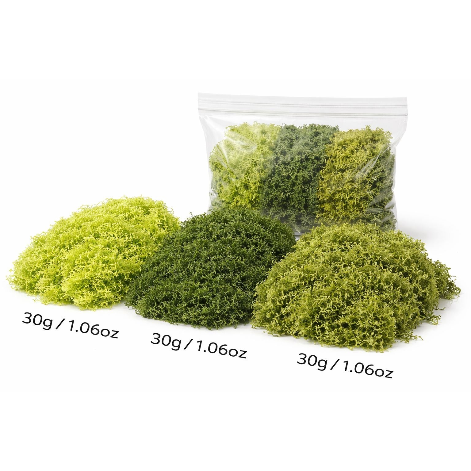 Artificial Moss 3 Color Set Faux Green Moss for Crafts Terrariums Decor