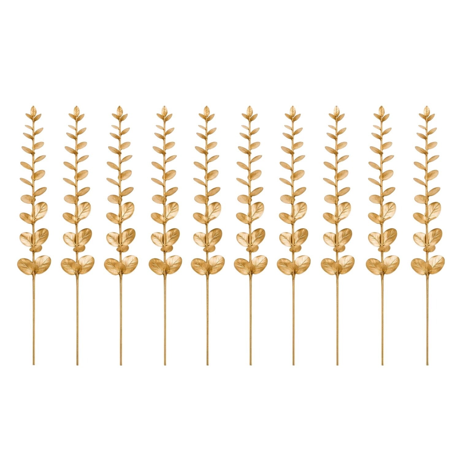 Gold Metallic Eucalyptus Stems Set of 10 Faux Eucalyptus Picks Gold Floral Stems Christmas Decor Wedding Centerpiece Vase Fillers