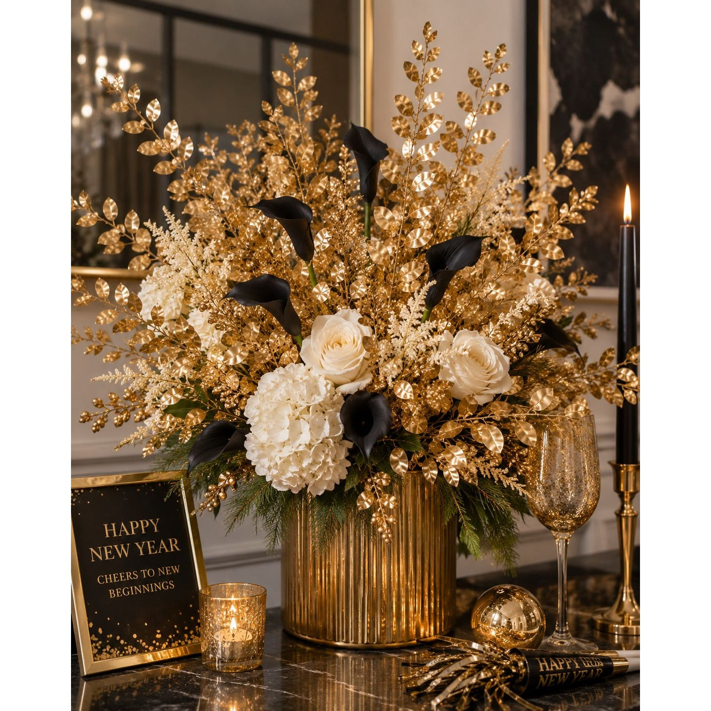 Gold Metallic Eucalyptus Stems Set of 10 Faux Eucalyptus Picks Gold Floral Stems Christmas Decor Wedding Centerpiece Vase Fillers