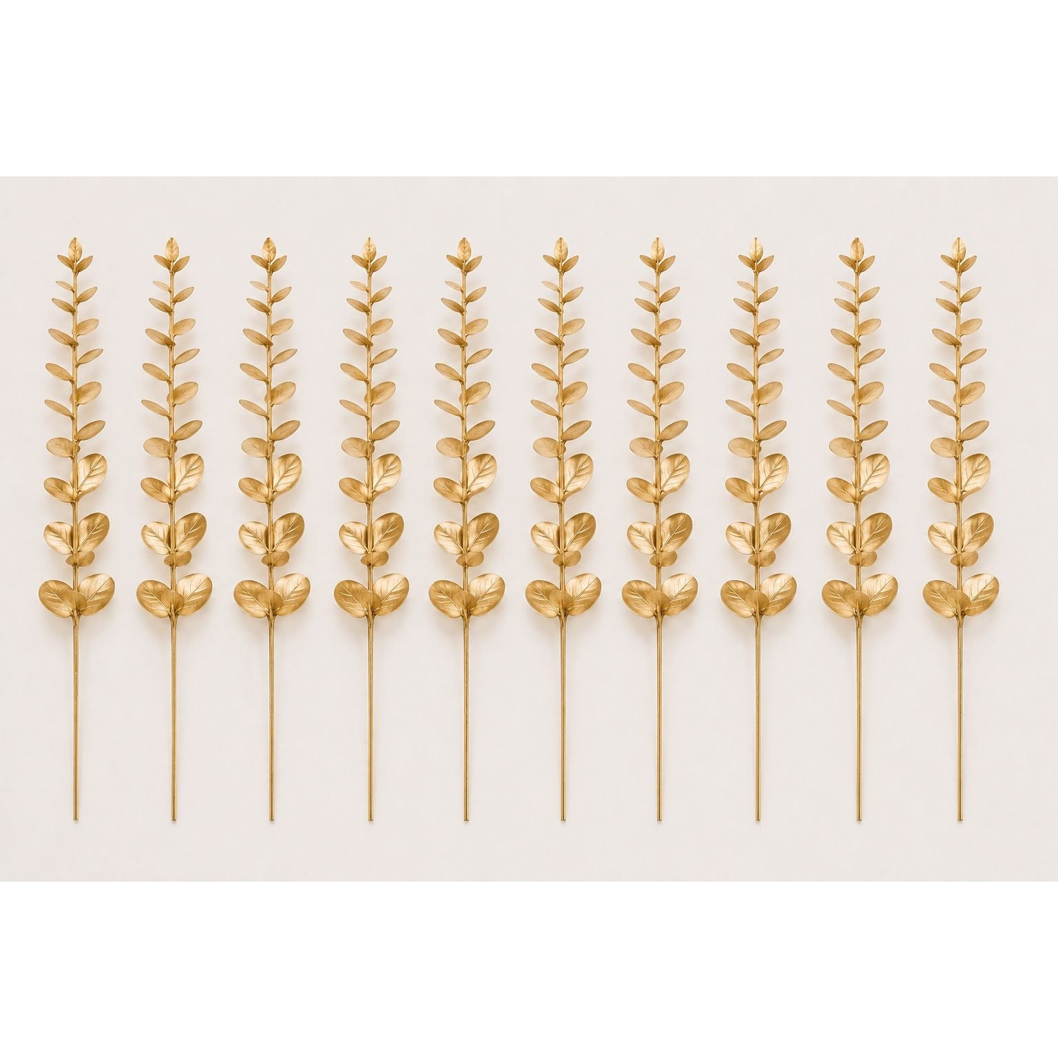 Gold Metallic Eucalyptus Stems Set of 10 Faux Eucalyptus Picks Gold Floral Stems Christmas Decor Wedding Centerpiece Vase Fillers