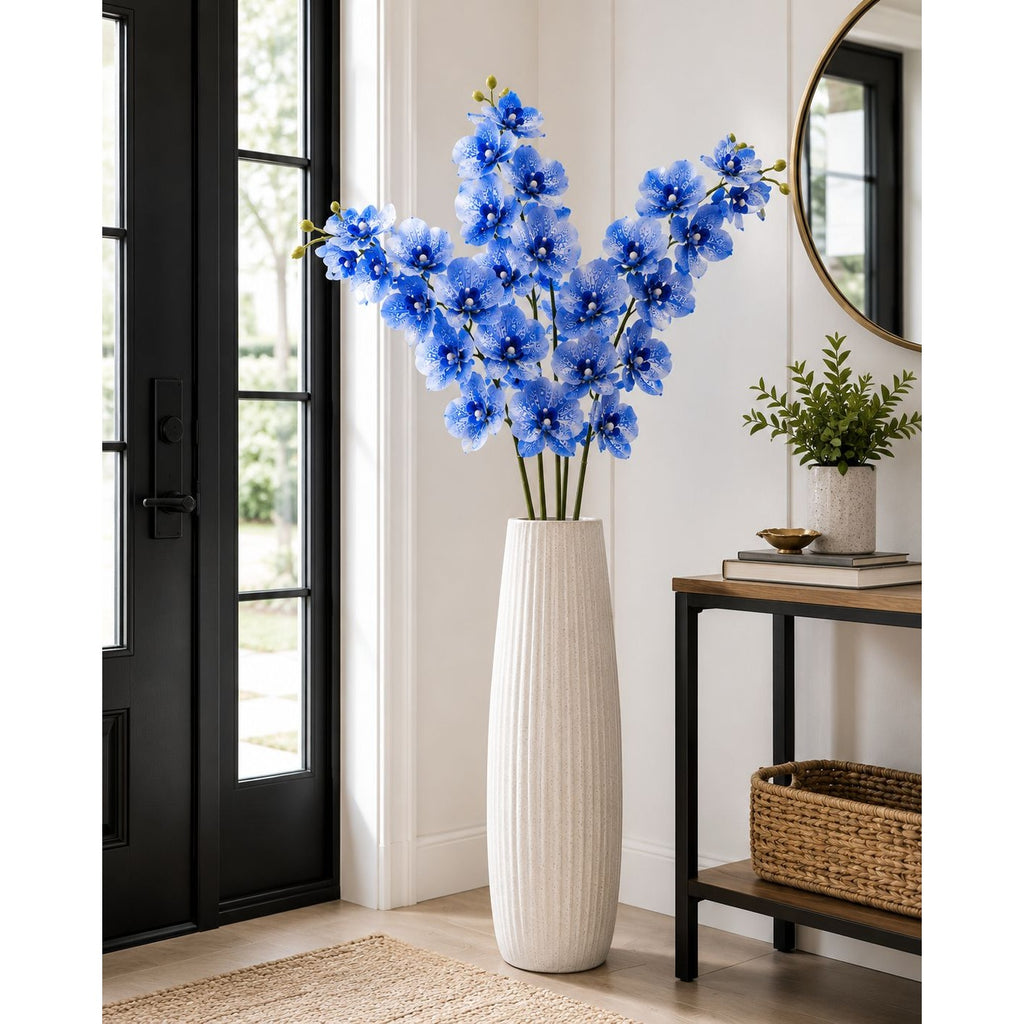 Artificial Silk Blue Orchid Stem 25 Inch Faux Phalaenopsis Flower Wedding Centerpiece Home Decor Floral Arrangement