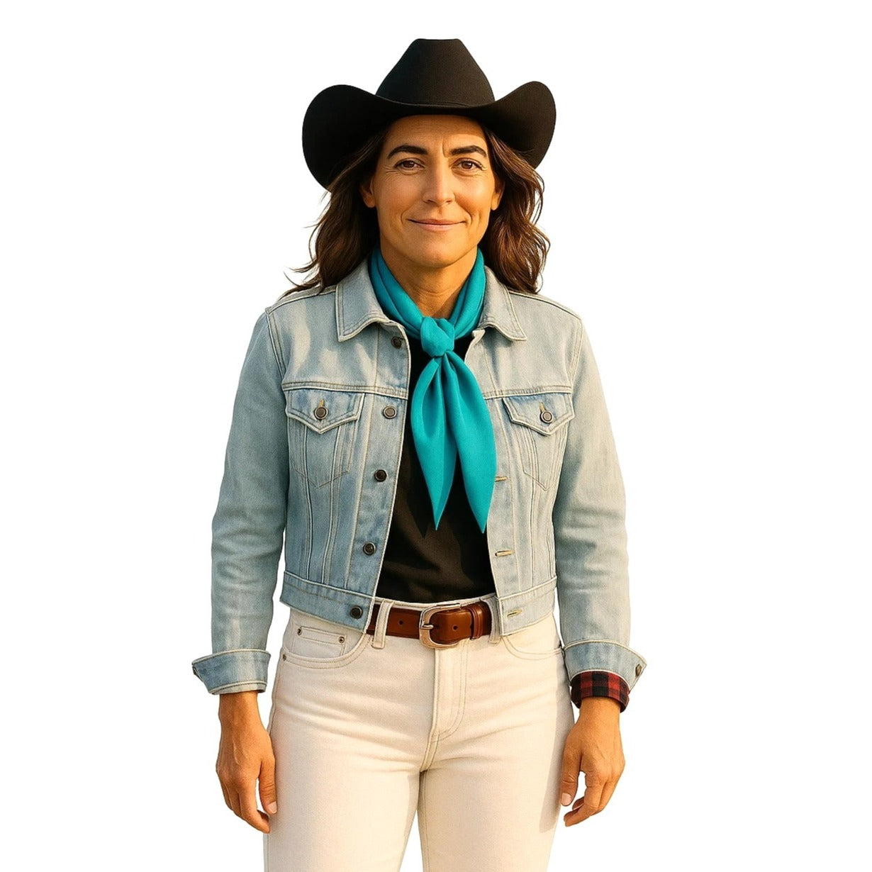 Turquoise Blue Wild Rag Scarf 35x35 Satin Western Cowgirl Cowboy Bandana